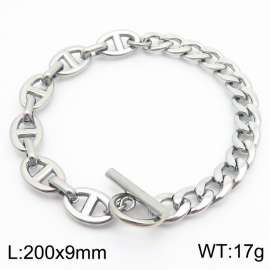 Steel colored stainless steel pig nose OT buckle minimalist women's bracelet