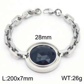 Stainless steel round black glass women's exaggerated bracelet