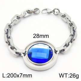 Stainless steel round blue glass women's exaggerated bracelet
