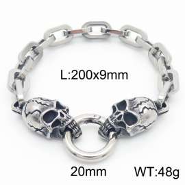 Stainless steel double ghost head men's bracelet