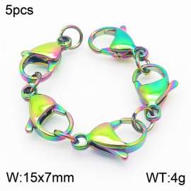 15*7mm Vacuum plating rainbow stainless steel 5 lobster clasp