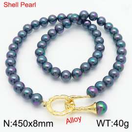 Fashionable French Gold Note Buckle Shell Pearl Women's Necklace