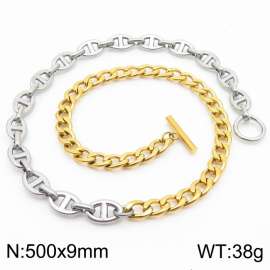 Korean edition stainless steel pig nose chain gold nk chain stitching lady necklace