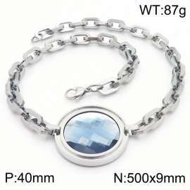 Cool style stainless steel diamond encrusted round pendant o-chain lady necklace