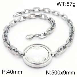 Cool style stainless steel lady necklace with White Diamond Pendant o-chain