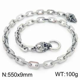 550mm Minimalist men's stainless steel skull necklace