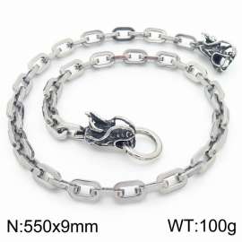 550mm Ethnic style stainless steel men's zodiac dragon head necklace