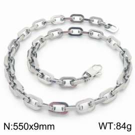 9mm550mm Stainless steel handmade square O-shaped chain necklace