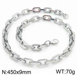 9mm450mm Stainless steel lobster buckle square O-shaped necklace