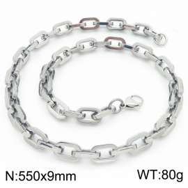 9mm550mm Stainless steel lobster buckle square O-shaped necklace