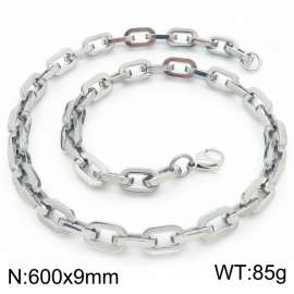9mm600mm Stainless steel lobster buckle square O-shaped necklace