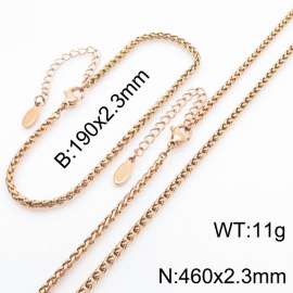 2.4mm stainless steel flower basket chain with tail chain bracelet necklace two-piece set