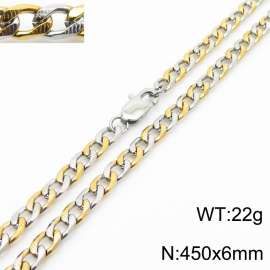 450mm Stainless Steel Necklace Cuban Link Chain Silver Mix Gold Color