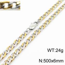 500mm Stainless Steel Necklace Cuban Link Chain Silver Mix Gold Color