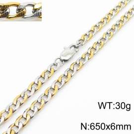 650mm Stainless Steel Necklace Cuban Link Chain Silver Mix Gold Color