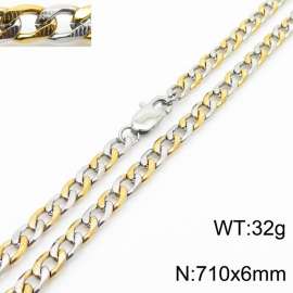 710mm Stainless Steel Necklace Cuban Link Chain Silver Mix Gold Color