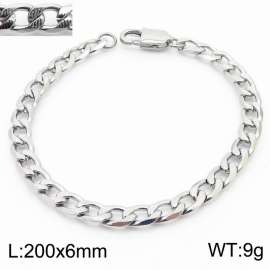 200 * 6 Cuban chain embossed chain Japanese buckle steel color stainless steel bracelet