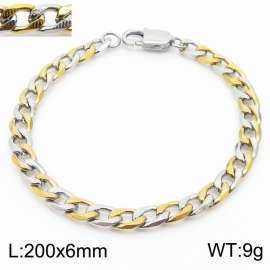 200 * 6 Cuban chain embossed chain Japanese buckle gold stainless steel bracelet