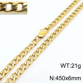 Gold stainless steel embossed Cuban chain men's and women's necklaces