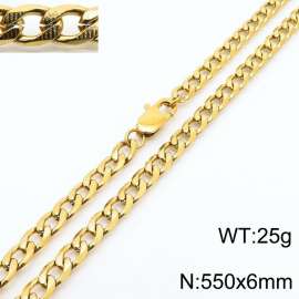 Gold stainless steel embossed Cuban chain men's and women's necklaces