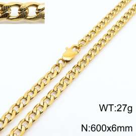 Gold stainless steel embossed Cuban chain men's and women's necklaces