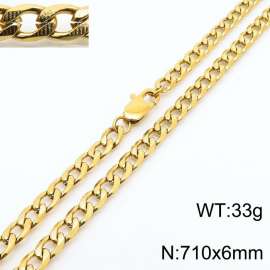 Gold stainless steel embossed Cuban chain men's and women's necklaces