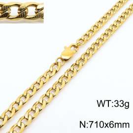 Gold stainless steel embossed Cuban chain men's and women's necklaces