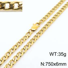 Gold stainless steel embossed Cuban chain men's and women's necklaces