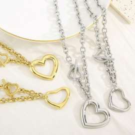 European style fashion personality stainless steel women's heart-shaped necklace
