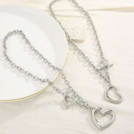 European style fashion personality stainless steel women's heart-shaped necklace