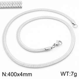 Women's Silver 4x400mm Herringbone Flat Snake Chain Stainless Steel Necklace
