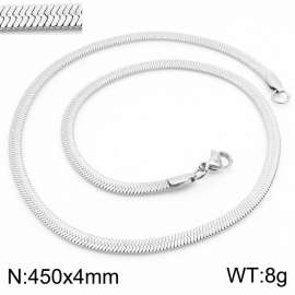 Women's Silver 4x450mm Herringbone Flat Snake Chain Stainless Steel Necklace