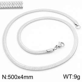 Women's Silver 4x500mm Herringbone Flat Snake Chain Stainless Steel Necklace