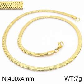 Women's Gold 4x400mm Herringbone Flat Snake Chain Stainless Steel Necklace