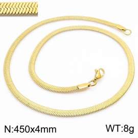 Women's Gold 4x450mm Herringbone Flat Snake Chain Stainless Steel Necklace