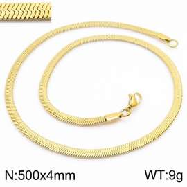 Women's Gold 4x500mm Herringbone Flat Snake Chain Stainless Steel Necklace