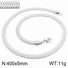 Women's Silver 5x400mm Herringbone Flat Snake Chain Stainless Steel Necklace