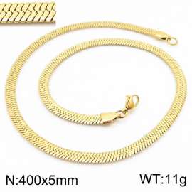 Women's Gold 5x400mm Herringbone Flat Snake Chain Stainless Steel Necklace