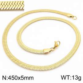 Women's Gold 5x450mm Herringbone Flat Snake Chain Stainless Steel Necklace