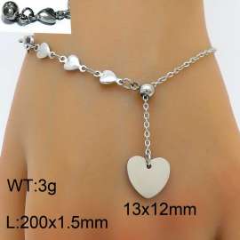 Splicing Heart Chain Heart shaped Pendant Adjustable Steel Stainless Steel Bracelet