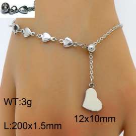 Splicing Heart Chain Heart shaped Pendant Adjustable Steel Stainless Steel Bracelet