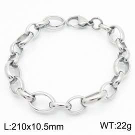 Simple and personalized stainless steel 210 × 10.5mm O-shaped chain lobster buckle charm silver  bracelet