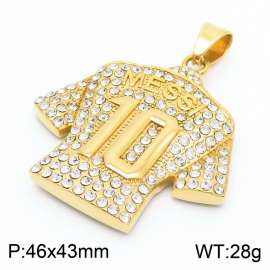 Men Jewelry Gift Stainless Steel Sportsman Messi Jersey 10 Pendant Number Football Crystal Pendant