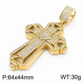 Popular Hip-hop Stainless Steel Full Diamond Cross Pendant For Men 18k Gold Plated Fine Jewelry