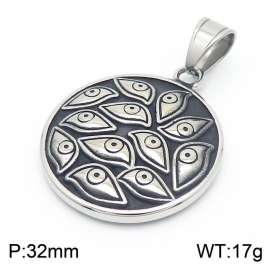 European and American Devil's Eye Round Pendant Stainless Steel Men's Pendant Necklace