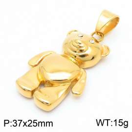 Hip Hop Classic 18k Gold Plated Stainless Steel Pendant Metal Teddy Bear Charm Men Jewelry