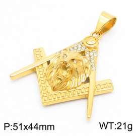 Wholesale Stainless Steel Men's Lion Pendant 18k Gold Plated Cubic Zircon Pendant