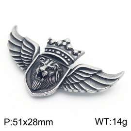 Hip Hop Lion Head Shield Pendant Stainless Steel Wing Pendant Men's Custom Jewelry