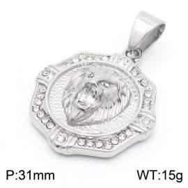 Custom Wholesale Vintage Cool Lion Head Pendant Mens Stainless Steel Punk Viking Zircon Pendant