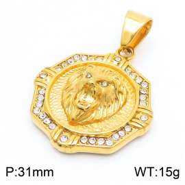 Wholesale Gold Cool Lion Head Pendant Mens Stainless Steel Punk Viking Zircon Pendant